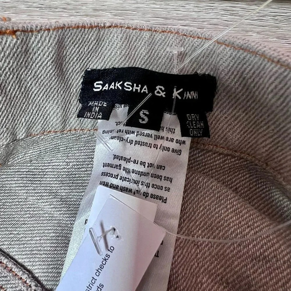 Saaksha‎ & Kinni Women's Blue Five Pocket Tie Dyed Color Block Jeans Small NWT - Picture 2 of 6